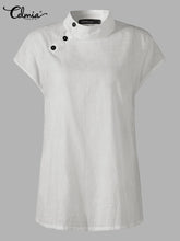 Load image into Gallery viewer, Celmia Fashion Women Blouses 2024 Summer Cotton Linen Blusas Mujer Stylish White Shirt Elegant Short Sleeve Tunics Lightweight
