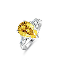 Load image into Gallery viewer, Luxury Platinum Pt950 Jewelry Shaped Pear Drop Ring 4 Ct D Color Yellow Moissanite Diamond Rings for Women Wedding Rings Gift
