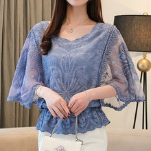 Load image into Gallery viewer, Fashion Women Blouses Spring New Chiffon Blouse Cotton Edge Lace Blouses Shirt Butterfly Flower Women Shirt Tops Blusas 4073 50
