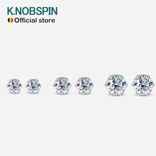 Load image into Gallery viewer, KNOBSPIN 1CT D Color Moissanite Earring S925 Sterling Sliver Plated with 18k White Gold Earrings for Women Wedding Fine Jewelry
