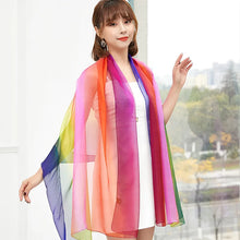 Load image into Gallery viewer, Chiffon Rainbow Colorful Scarf Women&#39;s arn Scarf Dance Silk Scarf Oversized Beach Scarf Shawl Four SeasoYns
