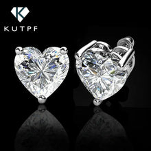 Load image into Gallery viewer, 1-4Carat Big Heart Moissanite Diamond Stud Earrings with Gra Certificate 925 Silver Plated Gold Ear Studs Fine Jewelry for Women
