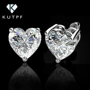 1-4Carat Big Heart Moissanite Diamond Stud Earrings with Gra Certificate 925 Silver Plated Gold Ear Studs Fine Jewelry for Women