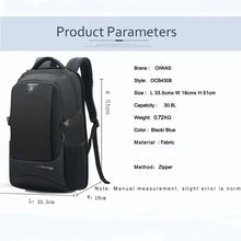 Load image into Gallery viewer, OIWAS Travel Multifunction Backpack Fashion Zipper Open Bag Men&#39;s Backpack Laptop High Quality Male Women Business Classic Bags
