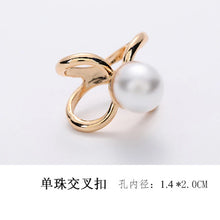 Load image into Gallery viewer, Curved Cross Brooches Imitation Pearl Silk Scarf Buckle Brooch Women Shawl Ring Clip Scarves Fastener Fashion Jewelry Gifts
