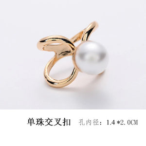 Curved Cross Brooches Imitation Pearl Silk Scarf Buckle Brooch Women Shawl Ring Clip Scarves Fastener Fashion Jewelry Gifts