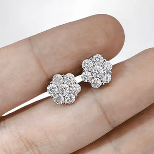 EWYA 925 Sterling Silver Moissanite Stud Earrings 1.4ct 7 Stones Flower Women Earring For Party Engagement Fine Jewelry Earings