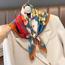 Load image into Gallery viewer, 70x70cm Silk Scarf Square For Women Fashion Floral Printed Shawl Wrap Spring Summer Neckerchife Hair Band Lady Winter Scarves
