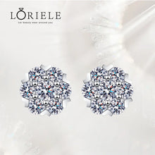 Load image into Gallery viewer, LORIELE Moissanite Diamond Stud Earrings 18K White Gold Plated Silver Flower Eearring for Brilliant Moissanite Party Jewelry
