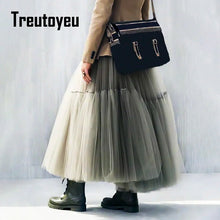 Load image into Gallery viewer, Maxi Long Tulle Skirts for Women Black Gothic Pleated Skirt Casual Party Fairycore Summer Winter Jupe Longue 2022 Falda Mujer
