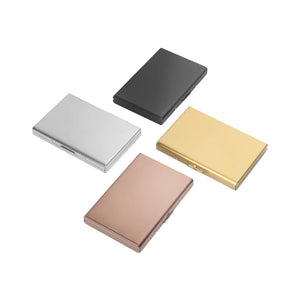 Fashion Aluminum Antimagnetic Card Holder Women Men Metal Cowhide Credit Card Business Card Holders Organizer Purse Wallet