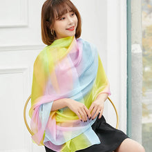 Load image into Gallery viewer, Chiffon Rainbow Colorful Scarf Women&#39;s arn Scarf Dance Silk Scarf Oversized Beach Scarf Shawl Four SeasoYns
