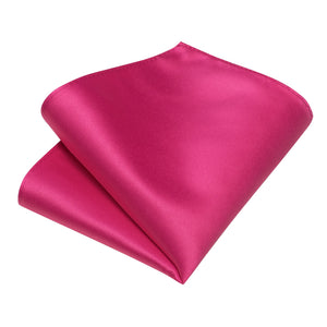 DiBanGu New Hot Pink Solid Silk Ties for Men Pocket Square Cufflinks Gift Wedding Party Accessories 8cm Necktie Set Wholesale