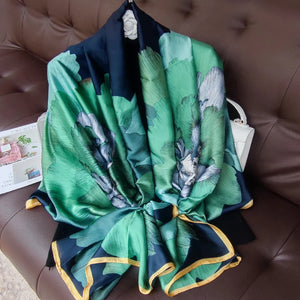 2023 Spring Dustproof Print Shawls Winter Ethnic Style Satin Scarves Fashion Sunscreen Beach Towel Popular 180X90CM Big Bandanna