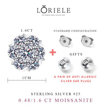 Load image into Gallery viewer, LORIELE Moissanite Diamond Stud Earrings 18K White Gold Plated Silver Flower Eearring for Brilliant Moissanite Party Jewelry
