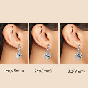 3Carat Moissanite Hoop Earrings with Gra Certificates Round Sunflower D Color Diamond Drop Earring 925 Silver Earring 2024 Trend