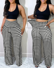 Load image into Gallery viewer, Elegant Women Houndstooth Print High Waist Pants 2023 Autumn Casual Long Pants Loungewear Women Trousers Clothes Female
