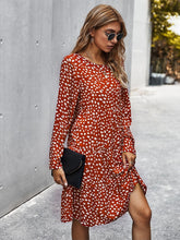 Load image into Gallery viewer, Msfilia Autumn Winter Print Dress Women Casual Button A Line Loose Knee Length Dress

