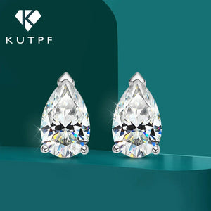 1/2/4Carat Waterdrop Shape Real Moissanite Earrings with Certificates 925 Silver Pear Cut Lab Diamond Stud Earring for Women Men