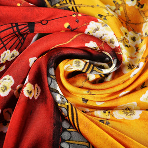 BYSIFA Letters Silk Scarf Shawl Spring Fall Fashion Square Coffee Orange Scarves Foulard Winter Women Headscarves Accessories