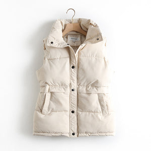 Brieuces Women&#39;s Korean Style Solid Sleeveless Winter Keep Warm Winter Vest Coat Single Women Breasted Loose Thick Fashion Vest