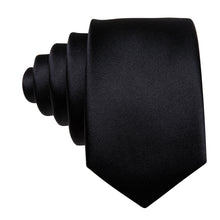 Load image into Gallery viewer, Business Black Silk Ties For Men Classic Solid High Quality Woven Pocket Square Cufflinks Sets Party Formal Designer Barry.Wang
