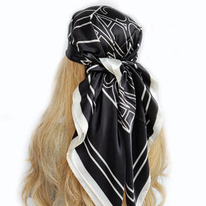 90*90cm muffler Fashion Silk Scarf Lady Outdoor Print Luxury Neck Hair Decorate Headband Scarf Outdoor Small Kerchief Soft Wrap