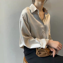 Load image into Gallery viewer, Autumn Silk Shirt Vintage Blouse Women White Lady Long Sleeves Female Loose Shirts women-clothing tops women 2021 women shirts
