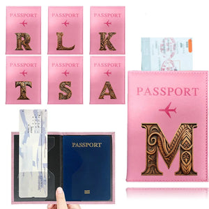 Passport Cover  Wood Art Letter  Waterproof Case for Passport Wallet Business Credit Card Documents Holder Protective Case Pouch