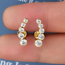 Load image into Gallery viewer, Lnngy Real Pure Silver Earrings 925 Single Row Round Bezel Moissanite Earring For Teen Women Daily Jewelry Piercing Pendientes
