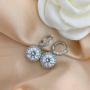 3Carat Moissanite Hoop Earrings with Gra Certificates Round Sunflower D Color Diamond Drop Earring 925 Silver Earring 2024 Trend