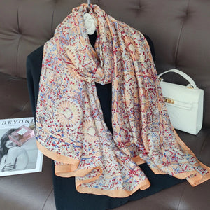 2023 Spring Dustproof Print Shawls Winter Ethnic Style Satin Scarves Fashion Sunscreen Beach Towel Popular 180X90CM Big Bandanna