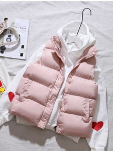 Women Winter Warm Cotton Padded Puffer Vests Sleeveless Parkas Jacket