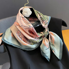 Load image into Gallery viewer, Floral Neckerchief 100% Pure Silk Scarf for Women New Square Shawl Hair Ribbon Headband Luxury Brand Neck Tie Wrist Wrap Bandana
