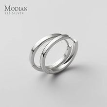 Load image into Gallery viewer, Modian Solid 925 Sterling Silver 2CM Smooth Minimalist Simple Ear Pave Setting Stud Earrings for Women Fine Party Jewelry
