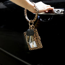 Load image into Gallery viewer, Fashion Key Rings Leopard Card Holder Wallets Leather Tassel Keychains for Women Wood Silicone Beaded Bangle Bracelets
