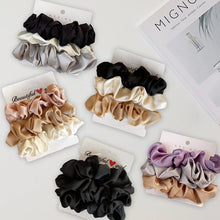 Load image into Gallery viewer, 3Pcs/set Silk Satin Hair Bands Women Solid Color Scrunchies Girls Hair Accessories Summer Rubber Bands Hair Ties Ropes Hairband
