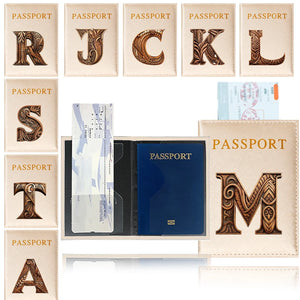 Passport Cover Waterproof Travel Wallet Gold Color ID Card Passport Holder Credit Card Holder Case Wood Art Pattern Series