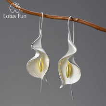 Load image into Gallery viewer, Lotus Fun Real 925 Sterling Silver Leaves Flower Drop Earrings for Women Dropship Wholesale Luxury Natural Handmade Fine Jewelry
