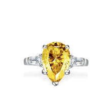 Load image into Gallery viewer, Luxury Platinum Pt950 Jewelry Shaped Pear Drop Ring 4 Ct D Color Yellow Moissanite Diamond Rings for Women Wedding Rings Gift
