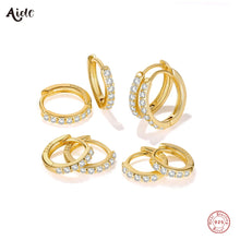 Load image into Gallery viewer, Aide D Color Moissanite Hoop Earrings For Women 925 Sterling Silver 18K Gold Plated 6/7/8/9mm Versatile Classic Huggie Earrings
