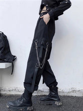 Load image into Gallery viewer, Women Cargo Pants 2021 Harem Pants Fashion Punk Pockets Jogger Trousers With Chain Harajuku Elastics High Waist Streetwear
