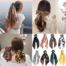 Load image into Gallery viewer, 1pc Bow Satin Long Ribbon Hair Rope For Women Girls Elastic Hair Bands Ponytail Scarf Hair Tie Scrunchies Hair Accessories
