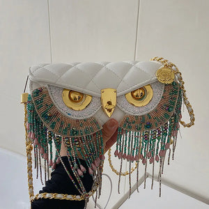 Luxury Brand Women Bag Cute Owl Design Crossbody Bag Purse Summer Cylinder Tassel Mini Shoulder Bag Handbag Lady Lingge Hobo Bag