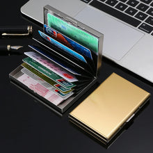 Load image into Gallery viewer, New Wood Art Letter Printing Men&#39;s Business Card Holder Anti Scan Credit Card RFID Fence Metal Ultra-thin ID Card Set Wallet
