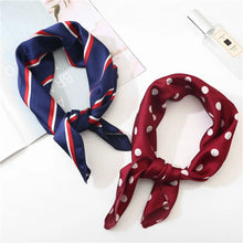 Load image into Gallery viewer, 50*50cm Satin Silk Scarf Fashion Women Neck Scarf Print Square Flight Attendants Handkerchief Rings Lady Hair Scarf
