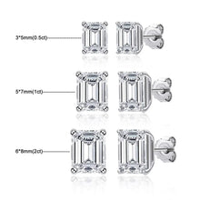 Load image into Gallery viewer, KNOBSPIN D VVS1 Emerald Cut Moissanite Earring s925 Sterling Sliver Plated with 18k White Gold Earrings for Women Fine Jewelry
