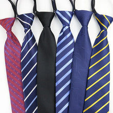 Load image into Gallery viewer, 2023 New 8cm Width Pre-tied Zipper Neck Tie Striped Polka Dots Neckties For Men Corbatas Gravata Slim Suits Jacquard Cravat Tie
