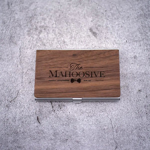 Wood Business card Holder Pocket Stainless Steel & Metal Business Card Holder Case ID Credit Wallet Silver