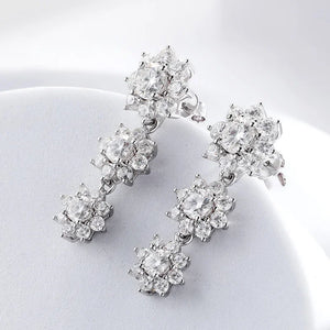 5.8cttw Full Sunflower Moissanite Drop Earrings for Women S925 Sterling Silver D Color Round Cut Diamond Earring Wedding Jewely